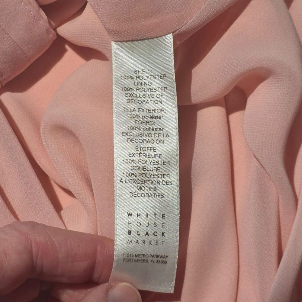 WHBM Blouse Blush Pink V-neck Tassel Gold Beads Feminine Office Smocked Womens 4 - Picture 7 of 10